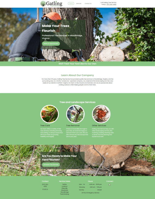 Gatling Tree Service website preview