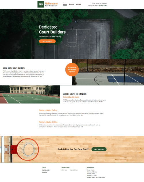 PROformance Court Builders website preview