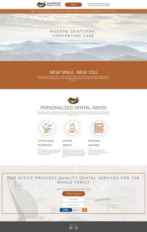 Laurelwood Family Dentistry website preview