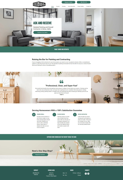 Drywall Works & Painting website preview