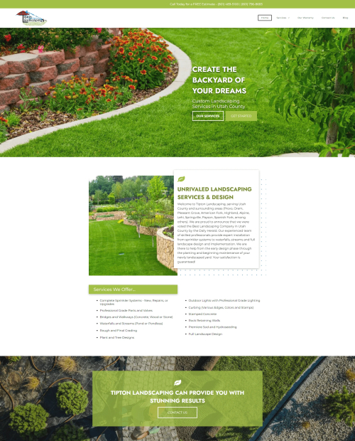 Tipton Landscaping website preview